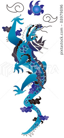 沖繩紅形插畫-瑞雲與攀龍（艾） 88979896