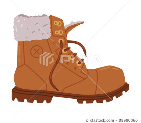 Warm Leather Brown Boot as Seasonal Shoe and Casual Footwear Vector Illustration 88980060