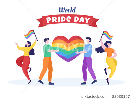 Happy Pride Month Day with LGBT Rainbow and Transgender Flag to Parade Against Violence, Discrimination, Equality or Homosexuality in Cartoon Illustration Happy Pride Month Day with LGBT Rainbow and Transgender Flag to Parade Against Violence, Discrimination, Equality or Homosexuality in Cartoon Illustration 88980367
