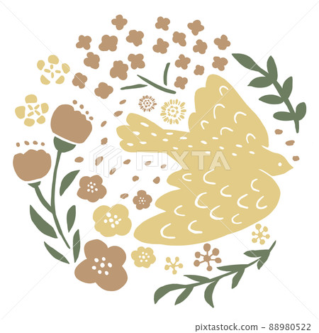 Illustration of pigeons and flowers Illustration of pigeons and flowers 88980522