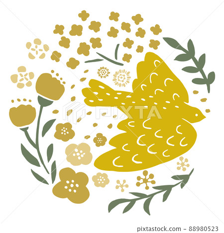 Illustration of pigeons and flowers 88980523