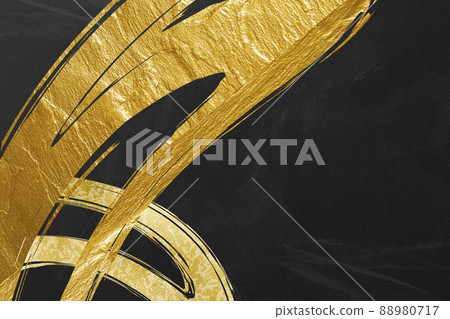 Background texture Luxury golden gold folding screen Gold paper New Year's card New Year Japanese paper Japanese pattern Wallpaper Brush art Black background 88980717