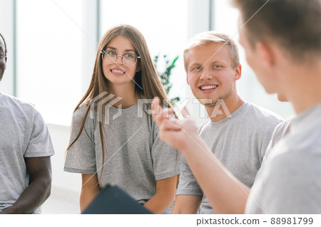 close up. group of young people discussing their ideas 88981799