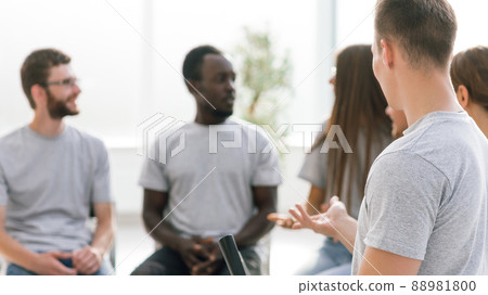 close up. a group of young people sitting in the conference room 88981800