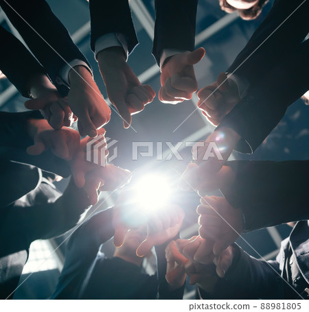 bottom view. business team showing thumbs up. 88981805