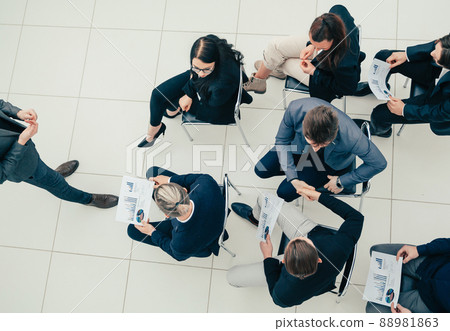 top view. business colleagues shaking hands with each other at the meeting. 88981863