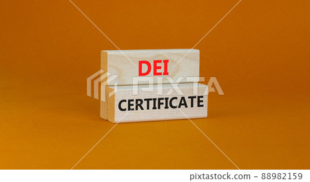 DEI diversity equity inclusion certificate symbol. Blocks with words DEI certificate on beautiful orange background. Business DEI diversity equity inclusion certificate concept. Copy space. DEI diversity equity inclusion certificate symbol. Blocks with words DEI certificate on beautiful orange background. Business DEI diversity equity inclusion certificate concept. Copy space. 88982159