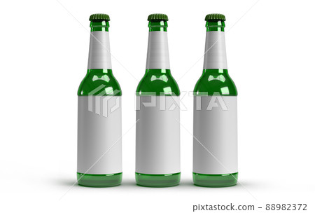 Tree beer bottles isolated on white background 3D rendering 88982372