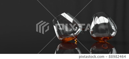 Cognac in two glasses 3D rendering 88982464