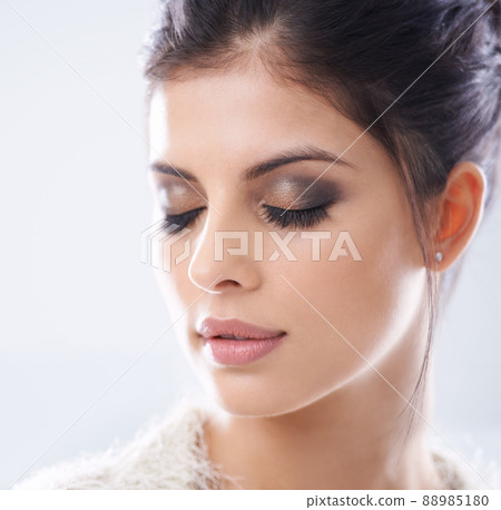 Brunette beauty. Closeup of a gorgeous brunette - studio shot. Brunette beauty. Closeup of a gorgeous brunette - studio shot. 88985180