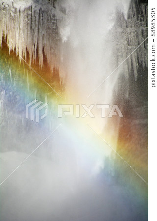 冰島瀑布，斯科加瀑布多雪的風景 88985305