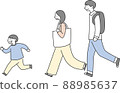Parents walking with running children going out 88985637