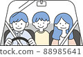 Parent and child riding a car 88985641