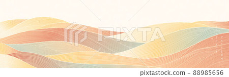 Abstract art background with curve pattern vector. Mountain forest banner design in vintage style. Line wave pattern Abstract art background with curve pattern vector. Mountain forest banner design in vintage style. Line wave pattern 88985656