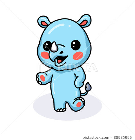 Cute baby rhino cartoon posing Cute baby rhino cartoon posing 88985996