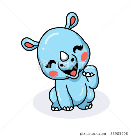Cute baby rhino cartoon posing Cute baby rhino cartoon posing 88985998
