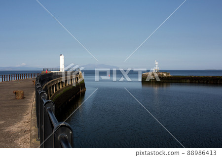 Entrance to Ayr Harbour in South West Scotland 88986413