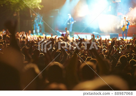 It's all about the fans. Shot of fans enjoying an outdoor music festival. 88987068
