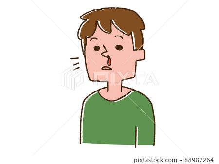 Male with nosebleed Comical handwritten person vector, color on line drawing Male with nosebleed Comical handwritten person vector, color on line drawing 88987264