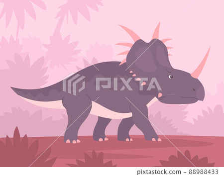 Styracosaurus illustration with horns of forest background Styracosaurus illustration with horns of forest background 88988433