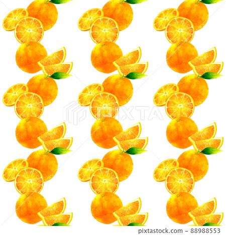 Cut orange seamless pattern Fruit pattern textile with hand-painted watercolor illustration 88988553
