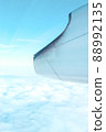 A wonderful view from the window of an airplane, a light blue sky 88992135
