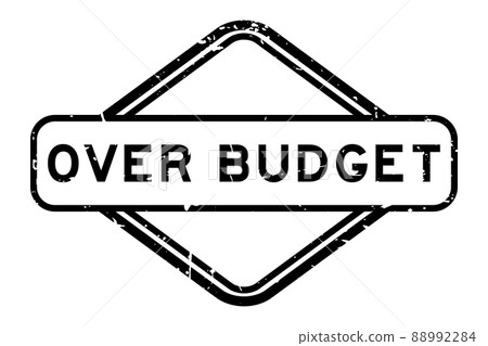 Grunge black over budget word rubber seal stamp on white background 88992284