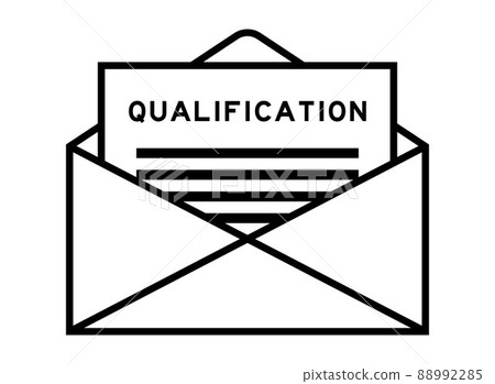 Envelope and letter sign with word qualification as the headline Envelope and letter sign with word qualification as the headline 88992285