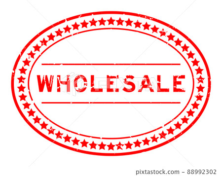Grunge red wholesale word oval rubber seal stamp on white background 88992302