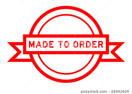 Vintage red color round label banner with word made to order on white background Vintage red color round label banner with word made to order on white background 88992609