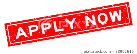 Grunge red apply now word square rubber seal stamp on white background 88992616