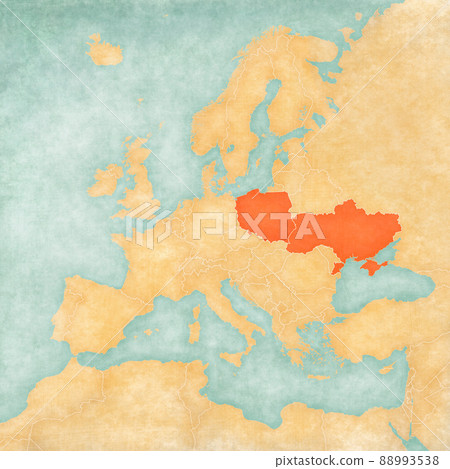 Map of Europe - Ukraine and Poland 88993538