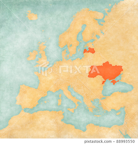 Map of Europe - Ukraine and Latvia 88993550