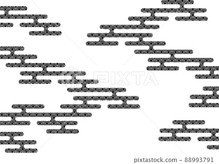 日本圖案插圖：E霞和青海波黑 88993791