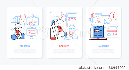 Media and journalism - line design style banners set Media and journalism - line design style banners set 88993931