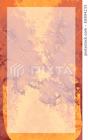 Road to the mysterious twilight forest Japanese paper texture frame background illustration with text area 88994235