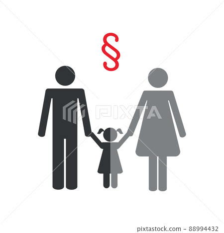 custody and dispute in the case of separation with a child pictogram info graphic 88994432