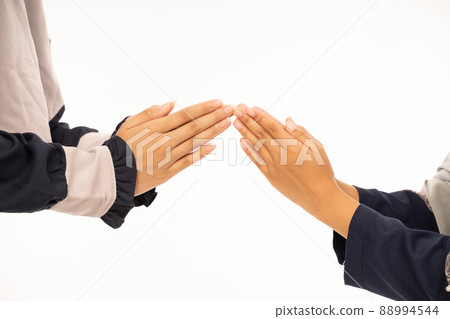 gesture of islamic shake hand over white background gesture of islamic shake hand over white background 88994544
