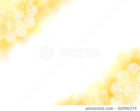 圓形花邊堆疊角框黃色背景 88996374