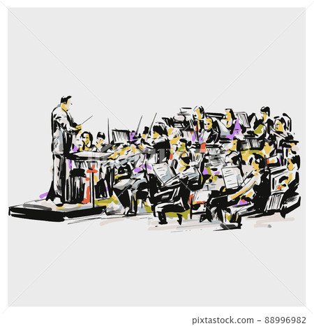 Sketch of symphony band hand draw  88996982
