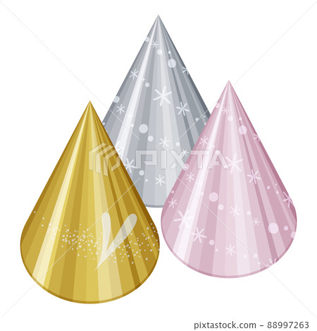 Illustration of a fashionable triangle hat for a birthday party_birthday hat Illustration of a fashionable triangle hat for a birthday party_birthday hat 88997263