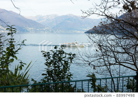 mountain lake maggiore in winter afternoon. Cannobio. Piamonte. Italy 88997498