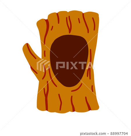 Tree with hollow. Wood with hole. Brown bark of plant. 88997704
