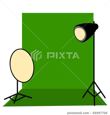 Green screen. Professional photo and video shooting movies. Lighting equipment. Cinema scene. 88997708