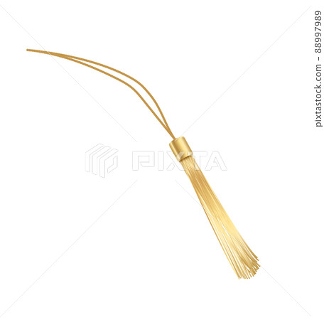 Curtain Golden Tassels, Decorative Rope Brushes Stock Vector