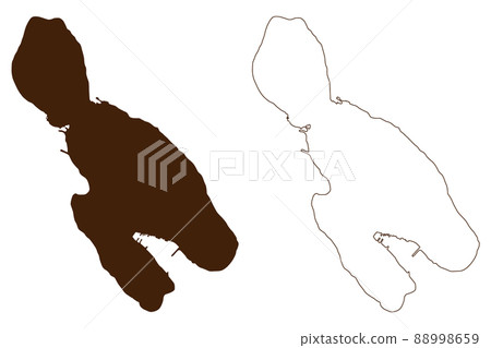 Prvic or Parvic island (Republic of Croatia, Adriatic Sea) map vector illustration, scribble sketch map 88998659