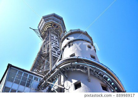 Exterior of the huge slide of the newly built Osaka Tsutenkaku Exterior of the huge slide of the newly built Osaka Tsutenkaku 88998917