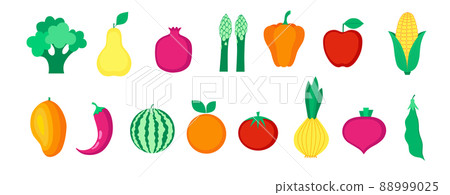 Set of organic fruits, vegetables and berries. Set of organic fruits, vegetables and berries. 88999025
