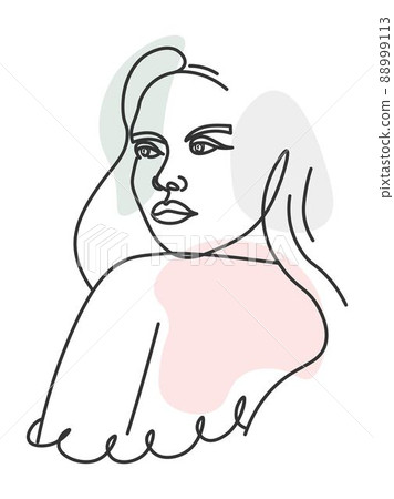 Feminine lady minimalist art line portrait vector 88999113