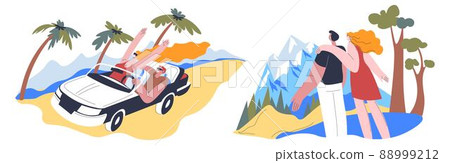 Summer vacations by mountains and seaside vector 88999212
